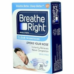 Breathe Right Clear For Sensitive Skin 30 Sm/Med Clear Strips